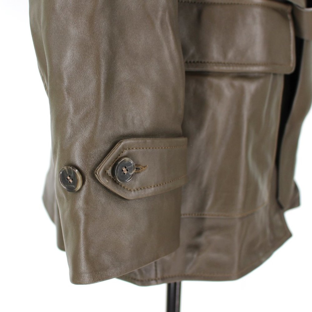 Anine Bing Monroe Buttery Soft Leather Belted Jacket Coat Dark Green X-Small NEW - Picture 5 of 11